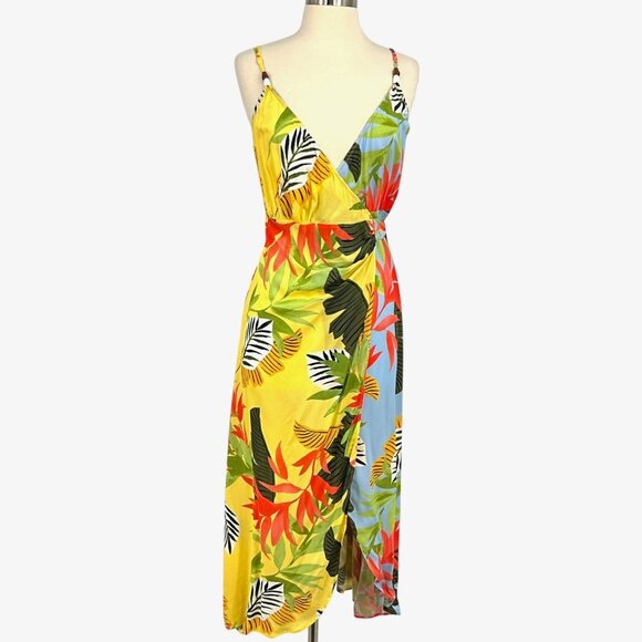 NWT Desigual Tropical Wrap Midi Dress Size L Multicolor - Picture 1 of 16